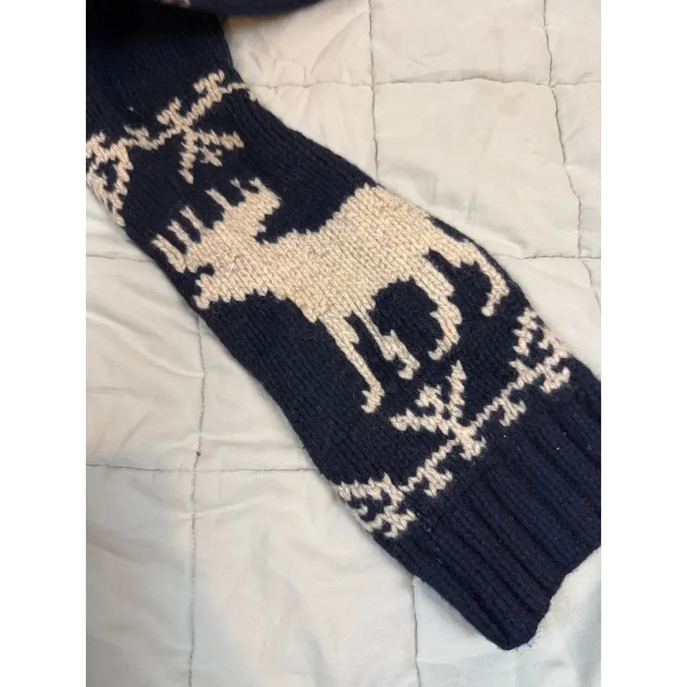 Vintage Abercrombie & Fitch Lambswool Wool Chunky Moose Knit Christmas Scarf